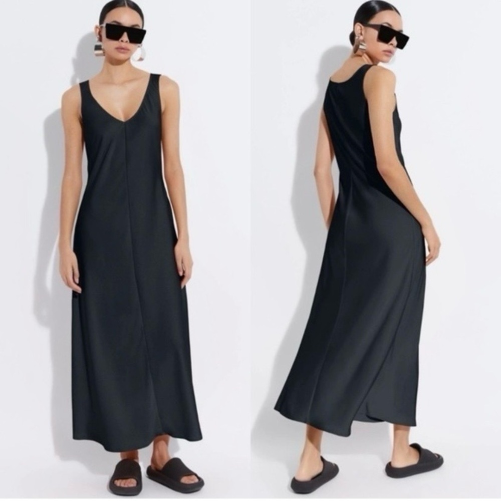 Lapointe Sleek Black V-Neck Maxi Dress - Minimalist Women’s Dress SZ 4